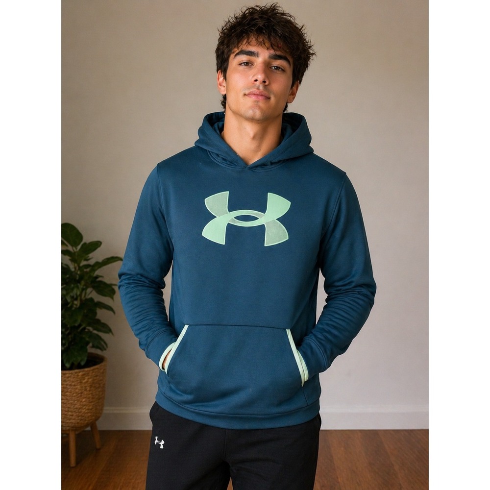 Under Armour Boys ColdGear Teal Blue Green Hoodie Youth XL Loose Fit gorpcore